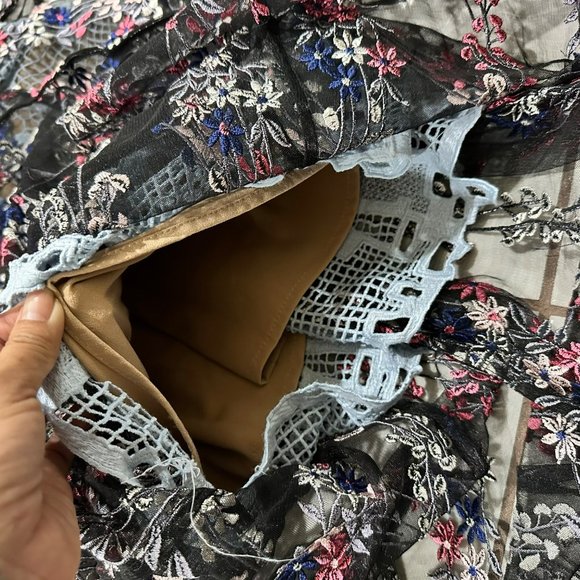 UNBRANDED Women's Floral Vine Embroidered Maxi Sleeveless Overlay Dress Size S - Picture 11 of 15